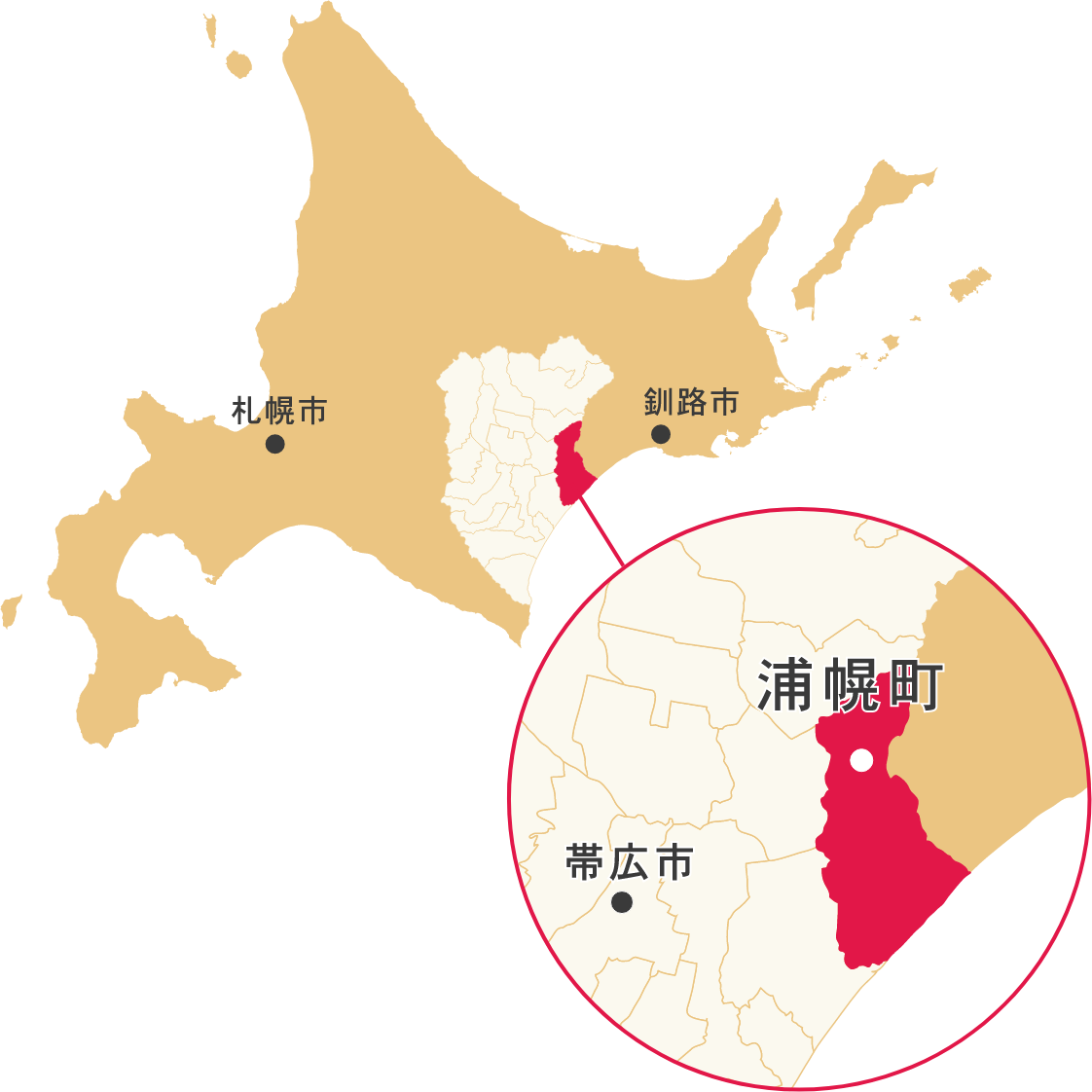北海道 浦幌町の地図